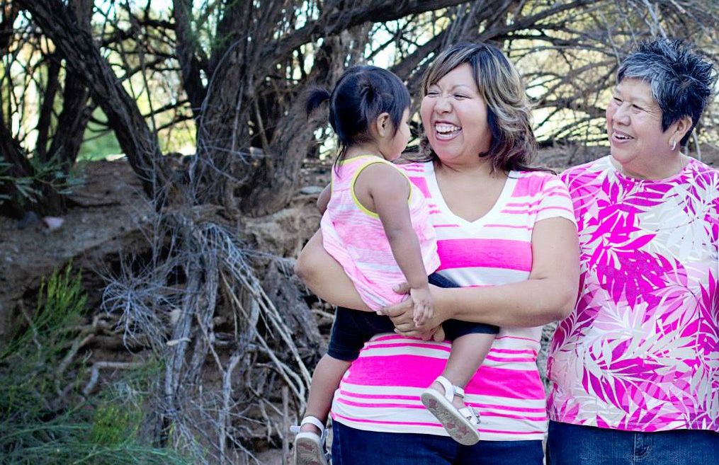 Three generations of thriving Hualapai women- Zoey, April, and Barbara.