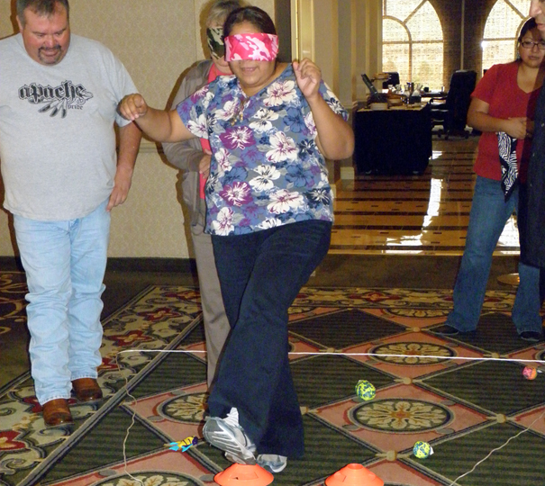 Woman in obstacle course